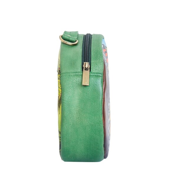 Hand-Painted Leather Butterfly Oval Crossbody Sling Bag for Ladies - Picture 4 of 7